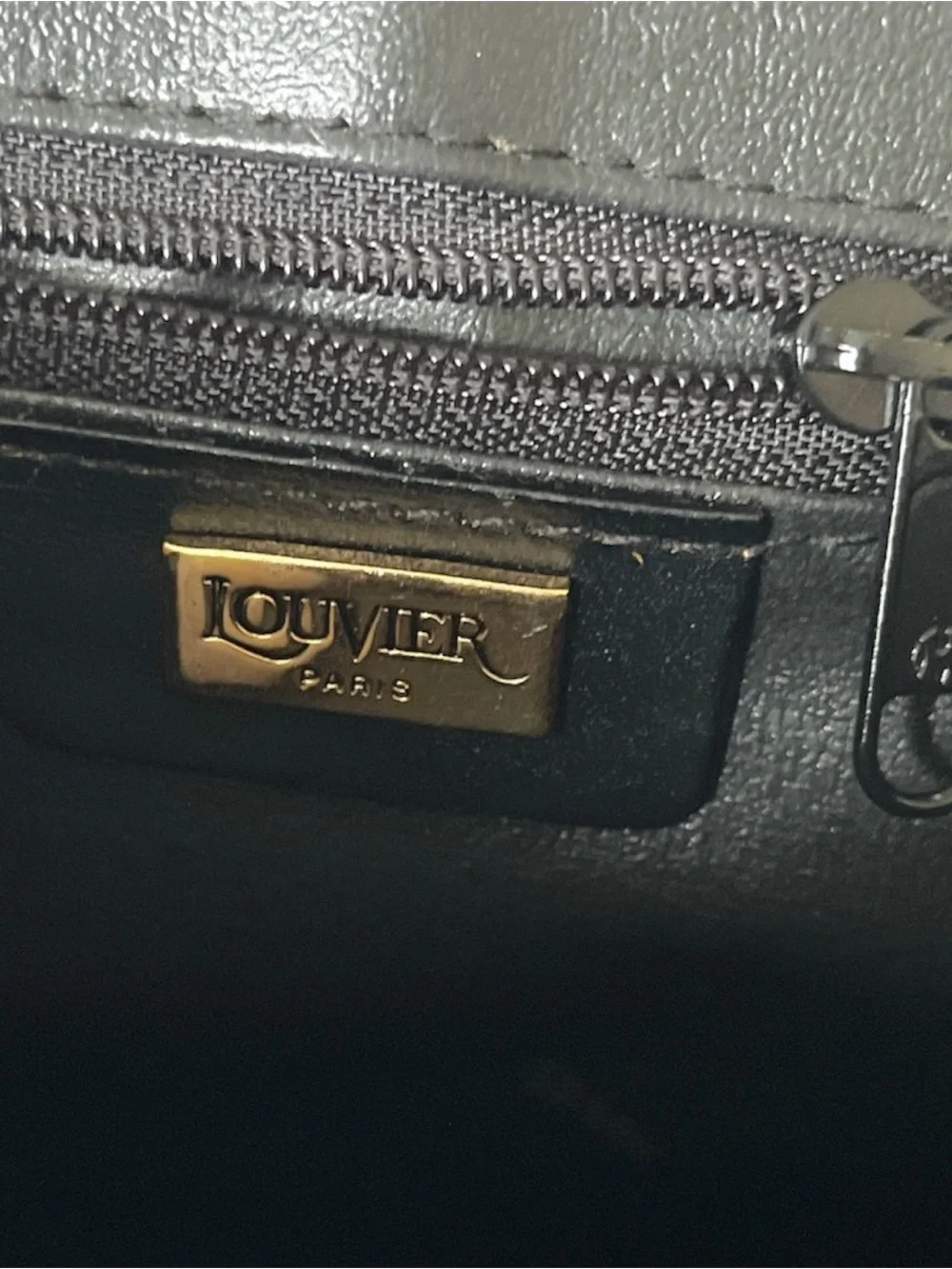 Lousier Paris Vintage Logo Black Crossbody Envelope Pocket Bag Black Gold